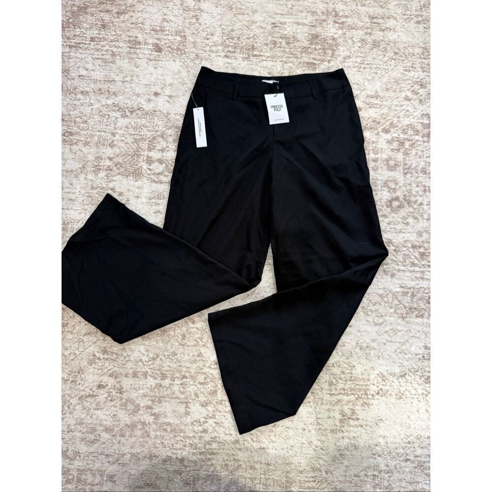 NWT Princess Polly Women's High-Rise Wide Leg Alaina Dress Pants Black Size 12